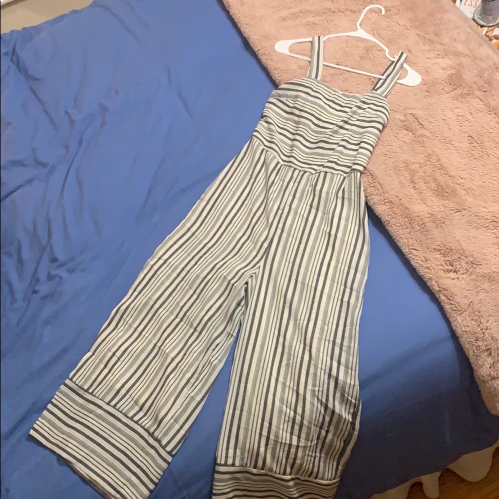 Super fun Blank and White Striped Romper!